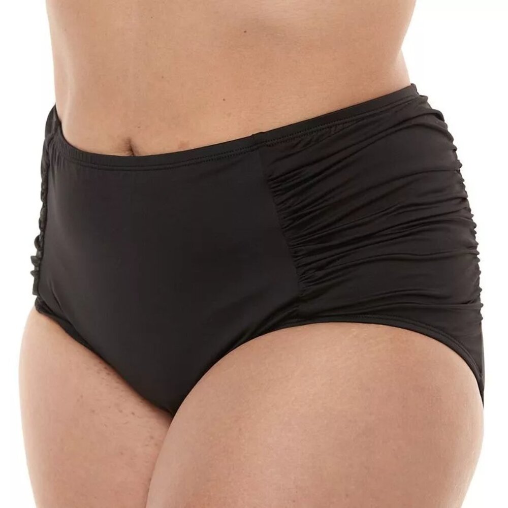 Apt 9 High Waist Plus Size 3X Bikini Bottoms Black Tummy Slimmer Shirred Sides